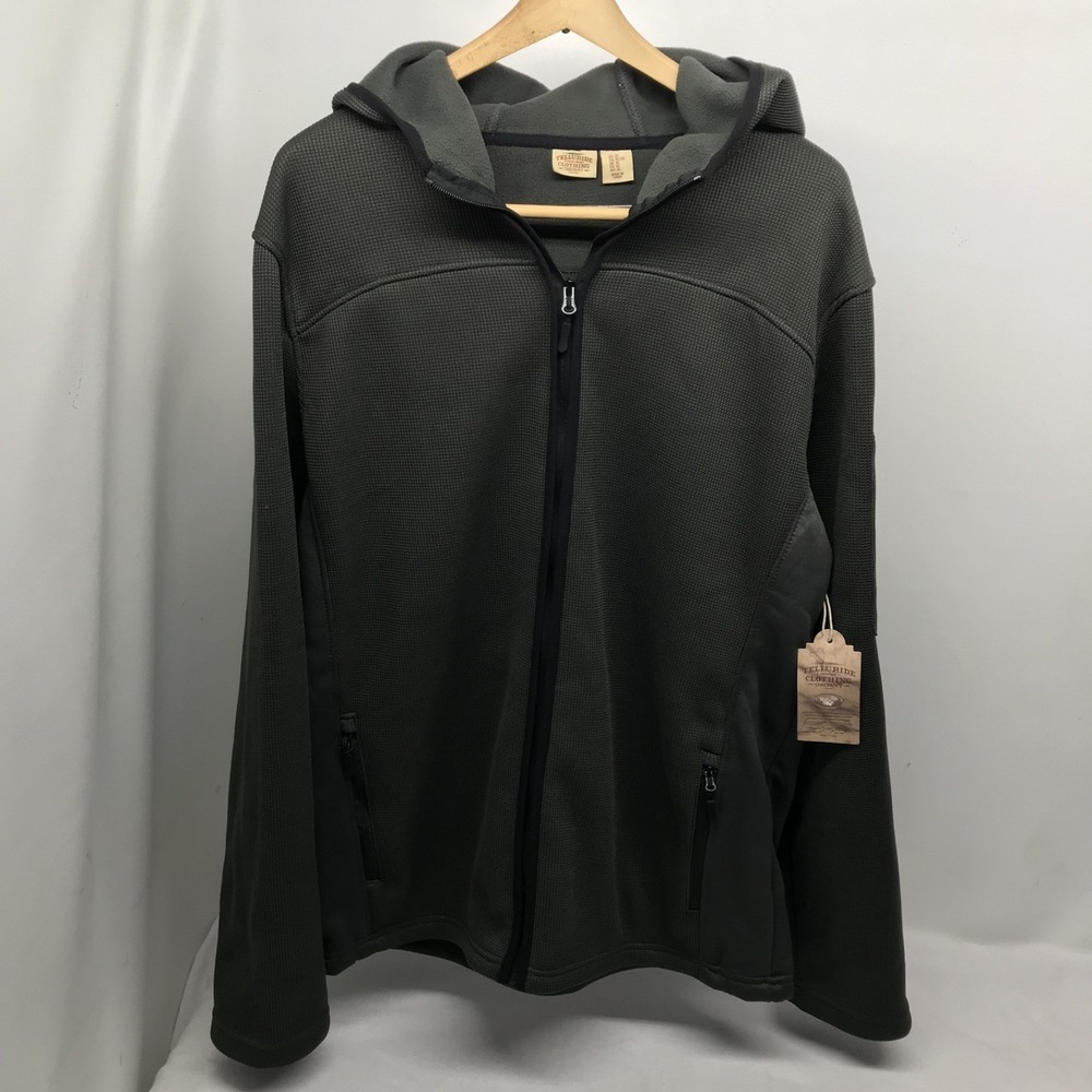 Telluride Clothing Company SWEATER mens XL Green Waffle Knit Full Zip Jacket new